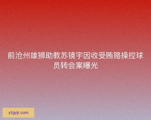 前沧州雄狮助教苏镜宇因收受贿赂操控球员转会案曝光